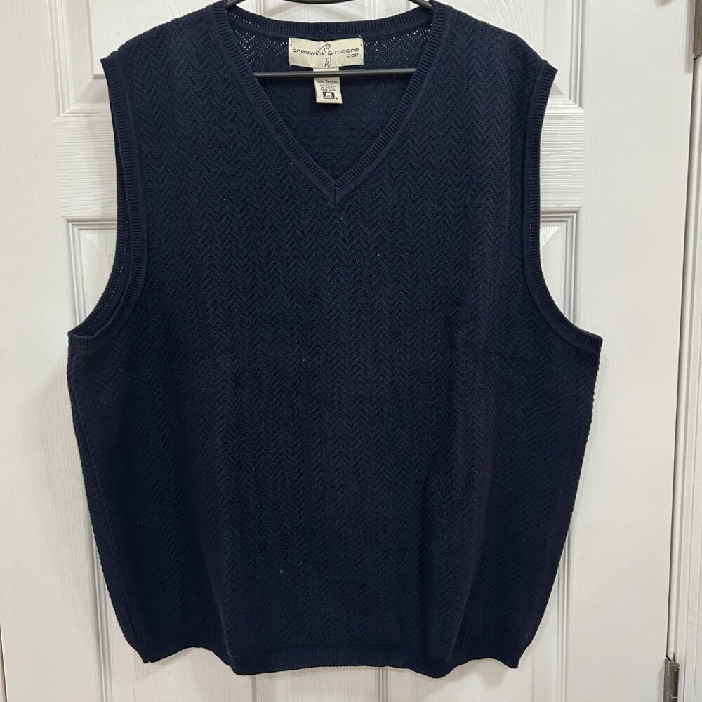 Preswick & Moore Golf Men’s Sweater Vest Black Cotton Size Large Australia